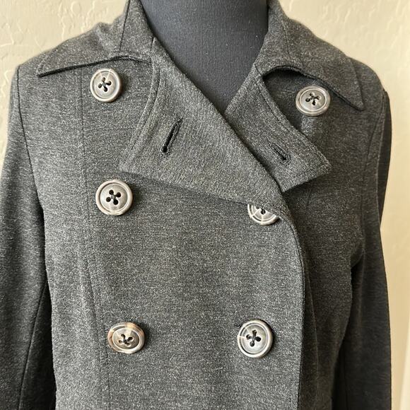 CAbi #648 Ponte Casablanca Knit Trench Coat Double Breasted Charcoal Gray Size S - Picture 5 of 13
